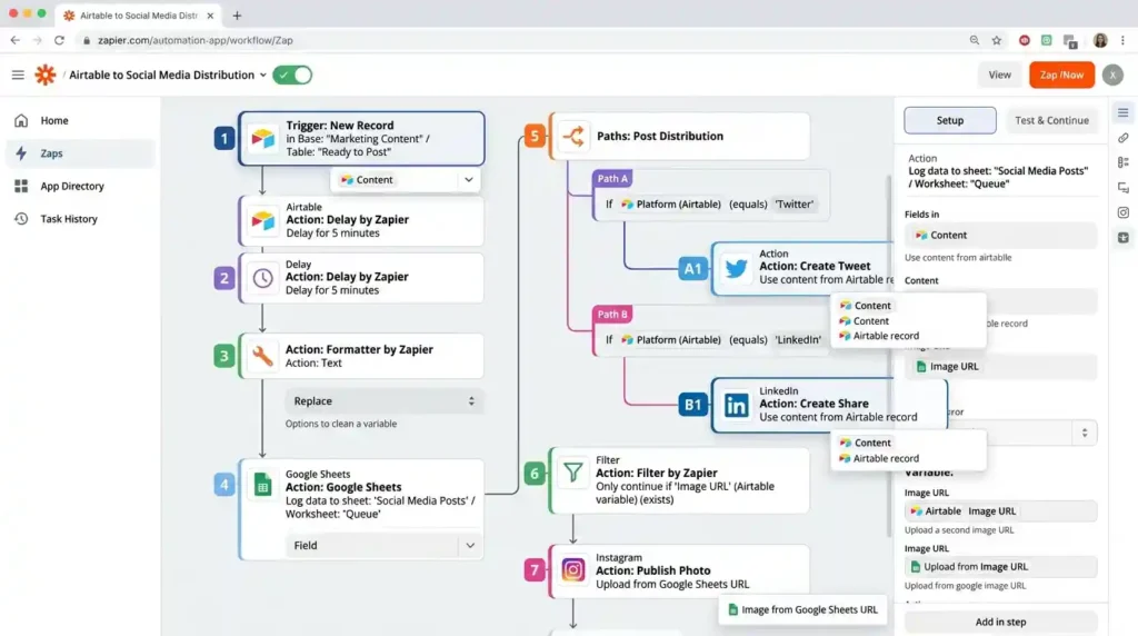 Zapier-automation-connecting-WordPress-to-social-media-platforms